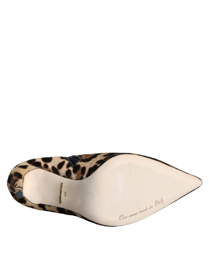 Dolce &amp; Gabbana Braune Leoparden-Kalbsfell-Heels Ankle Boots Schuhe