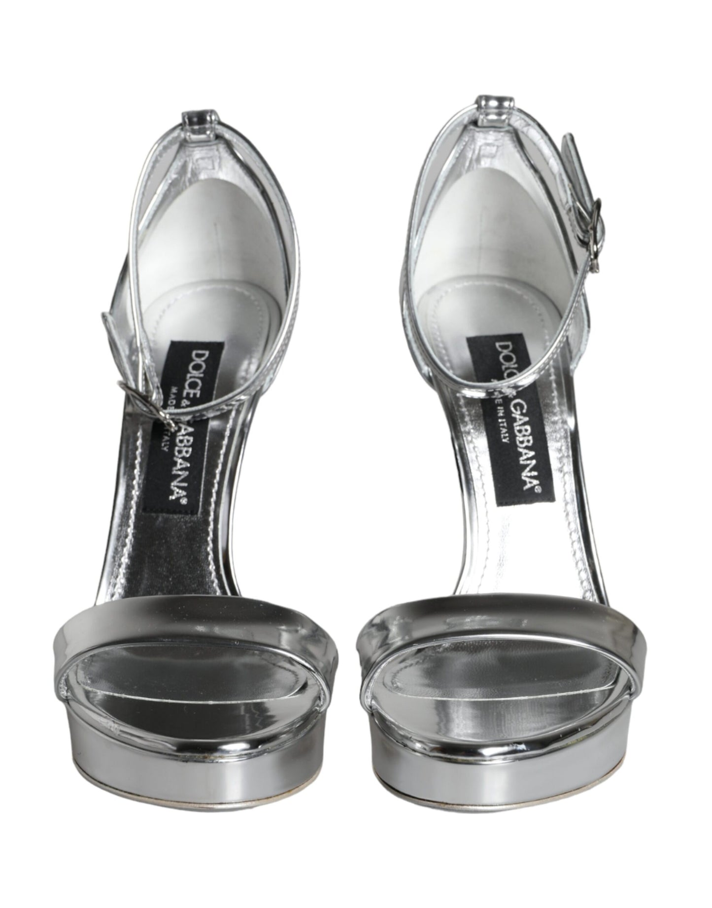 Dolce &amp; Gabbana Silber KEIRA Heels Knöchelriemen Sandalen Schuhe