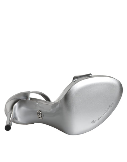 Dolce &amp; Gabbana Silber KEIRA Heels Knöchelriemen Sandalen Schuhe