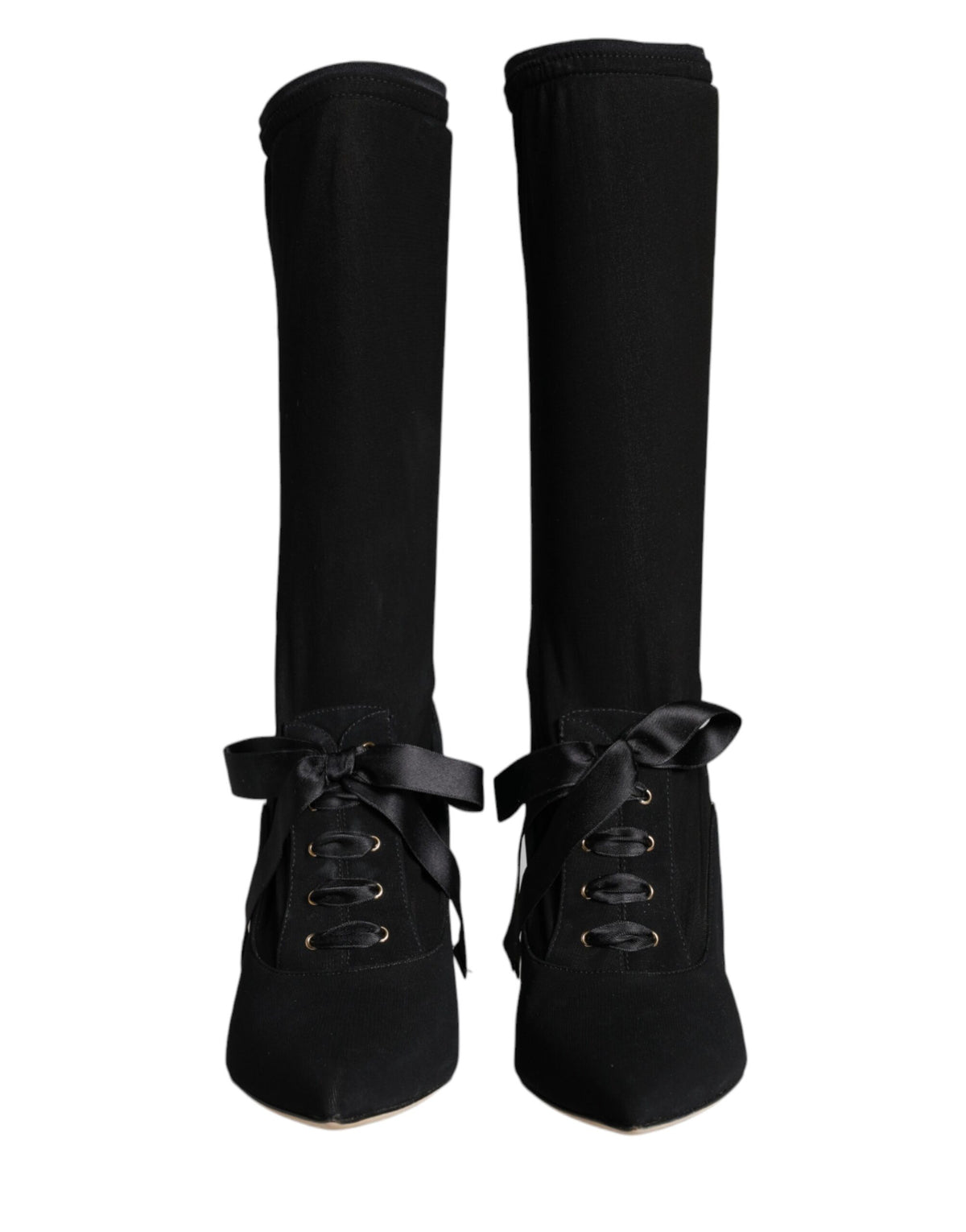 Dolce &amp; Gabbana Schwarze Stiletto-Absätze, wadenlange Stiefel