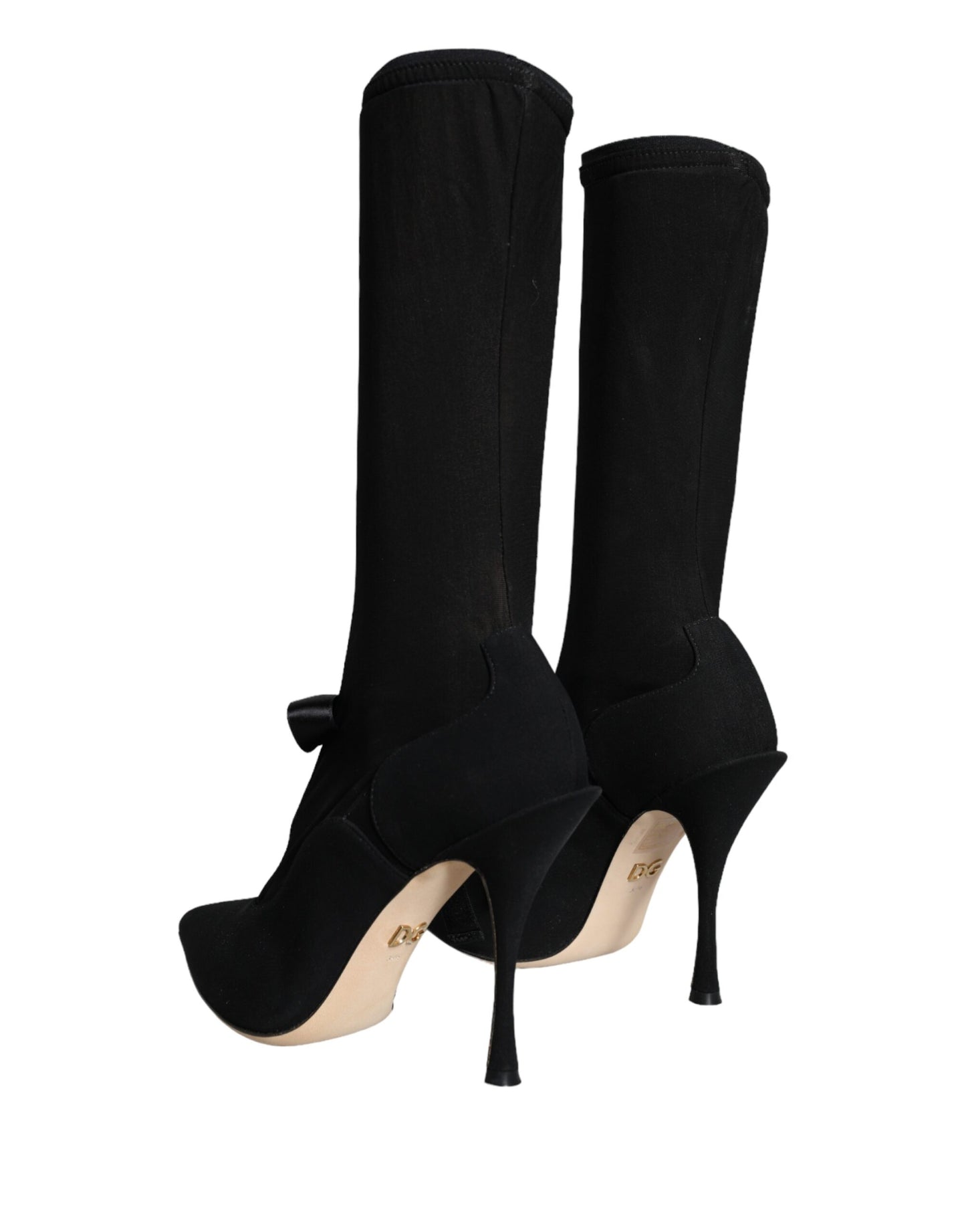 Dolce &amp; Gabbana Schwarze Stiletto-Absätze, wadenlange Stiefel