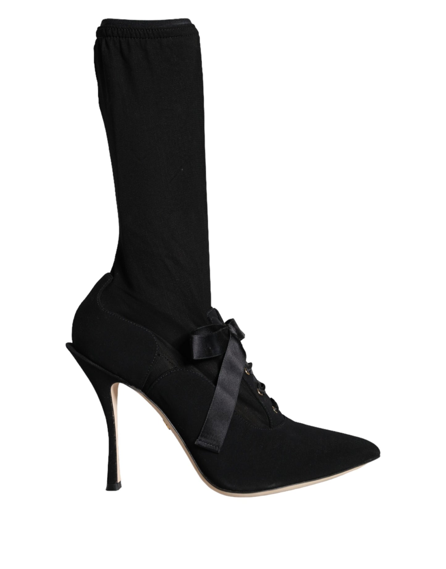 Dolce &amp; Gabbana Schwarze Stiletto-Absätze, wadenlange Stiefel