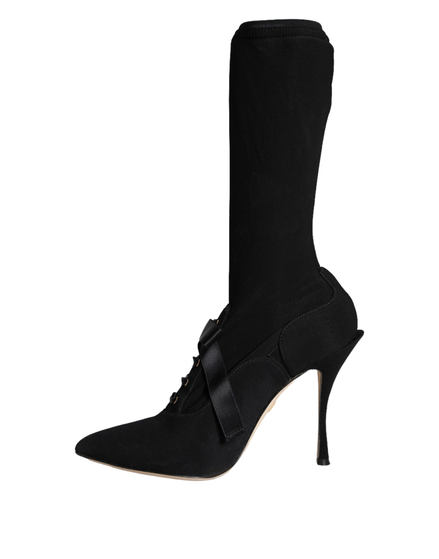 Dolce &amp; Gabbana Schwarze Stiletto-Absätze, wadenlange Stiefel