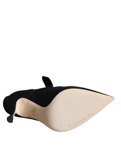 Dolce &amp; Gabbana Schwarze Stiletto-Absätze, wadenlange Stiefel