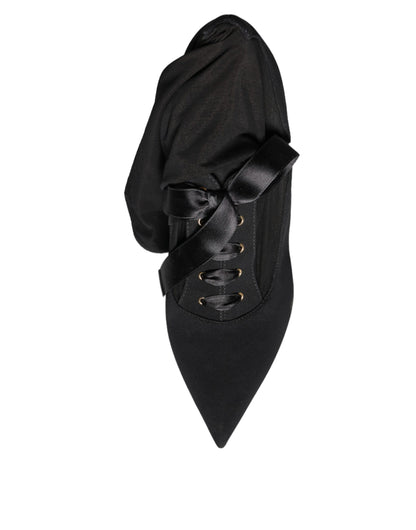 Dolce &amp; Gabbana Schwarze Stiletto-Absätze, wadenlange Stiefel