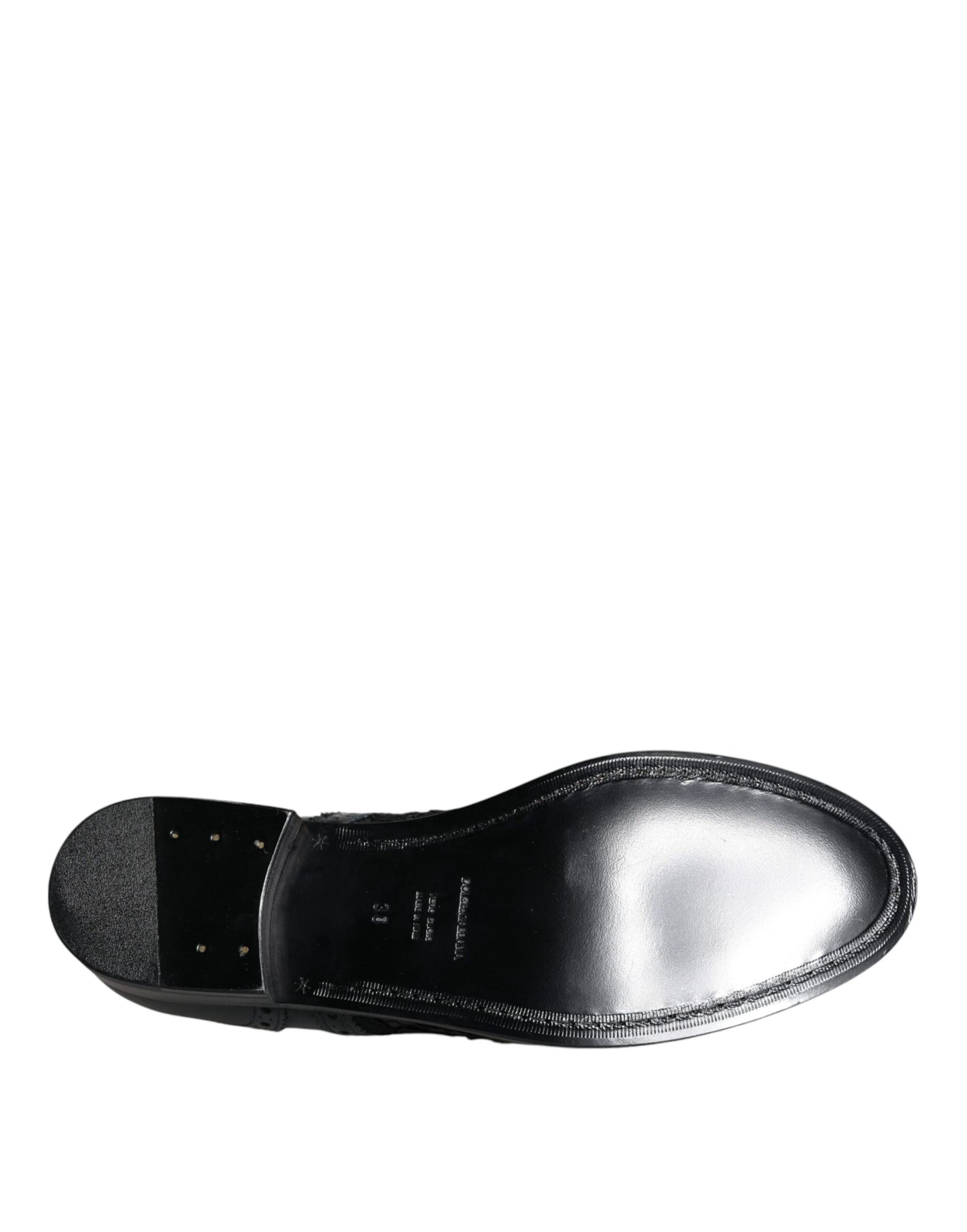 Dolce &amp; Gabbana – Formelle Schuhe aus schwarzem Leder mit floraler Spitze