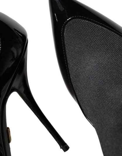 Dolce &amp; Gabbana Schwarze Leder Stilettos Booties Socken Schuhe