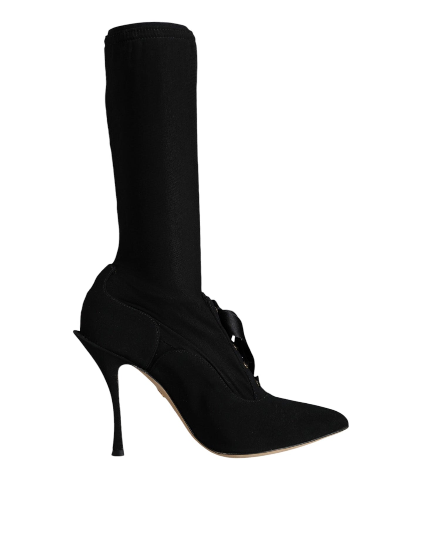 Dolce &amp; Gabbana Schwarze Stiletto-Absätze, wadenlange Stiefel