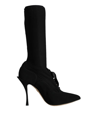 Dolce &amp; Gabbana Schwarze Stiletto-Absätze, wadenlange Stiefel