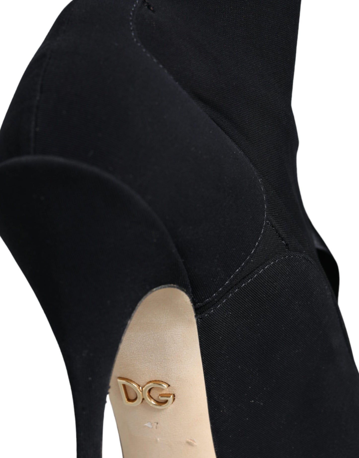 Dolce &amp; Gabbana Schwarze Stiletto-Absätze, wadenlange Stiefel