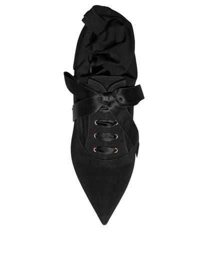 Dolce &amp; Gabbana Schwarze Stiletto-Absätze, wadenlange Stiefel