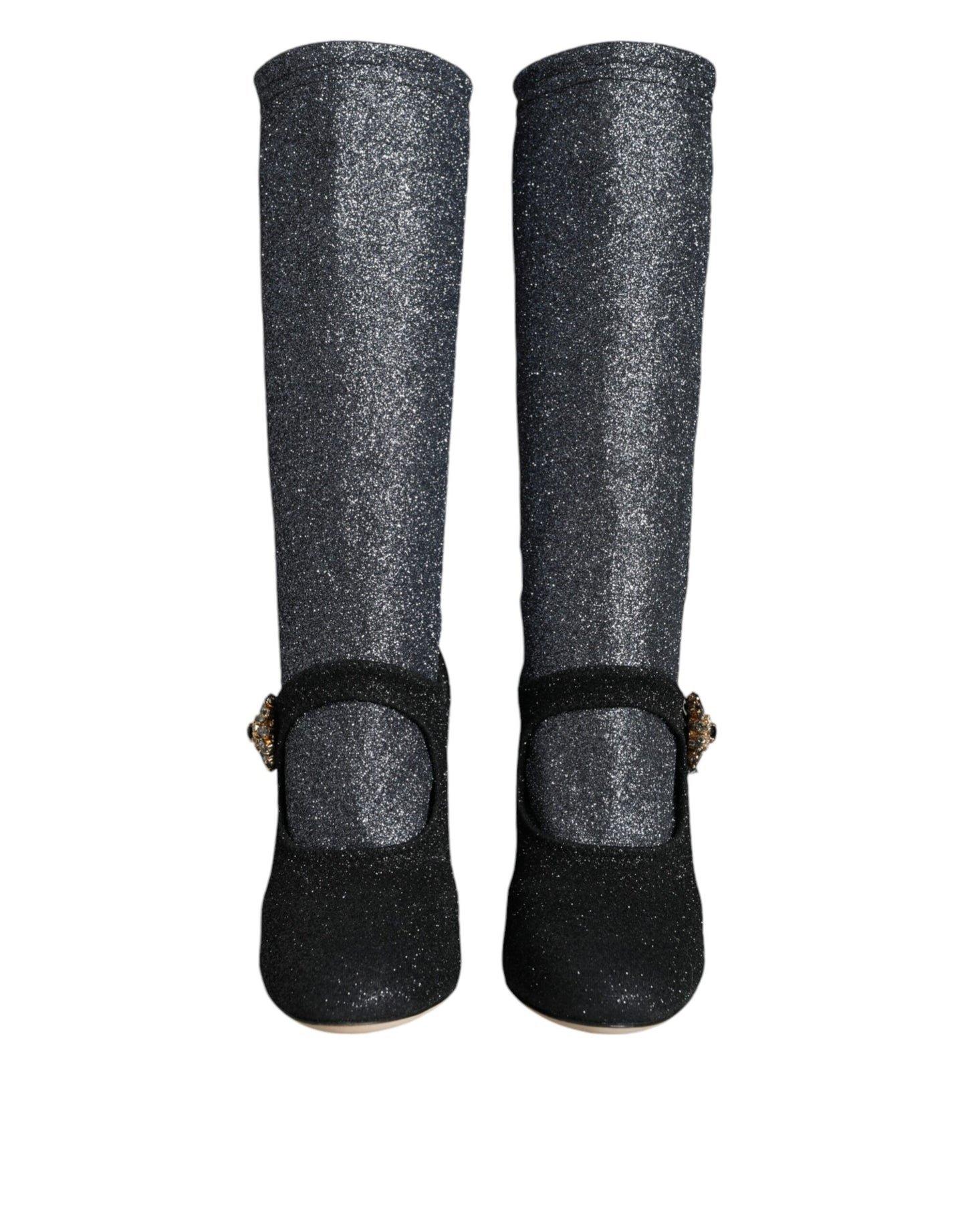 Dolce &amp; Gabbana – Mary Janes-Stiefeletten mit schwarzem Kristall