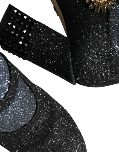 Dolce &amp; Gabbana – Mary Janes-Stiefeletten mit schwarzem Kristall