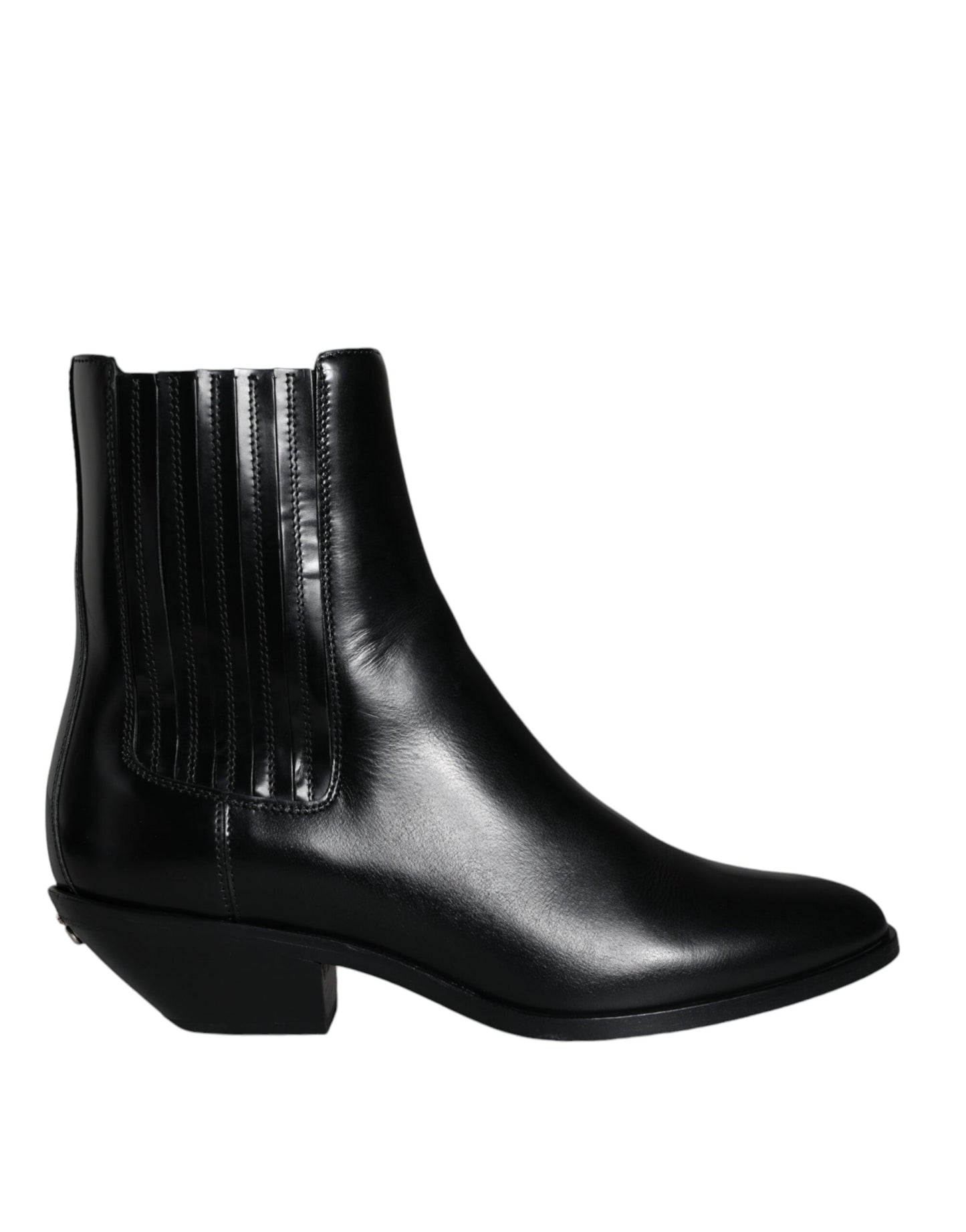 Dolce &amp; Gabbana Schwarze Lederstiefeletten Booties Schuhe