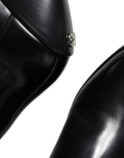 Dolce &amp; Gabbana Schwarze Lederstiefeletten Booties Schuhe