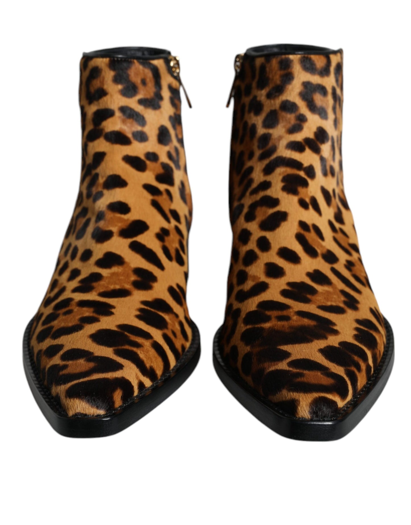 Dolce &amp; Gabbana Braune Stiefeletten aus Kalbsfell mit Leopardenmuster