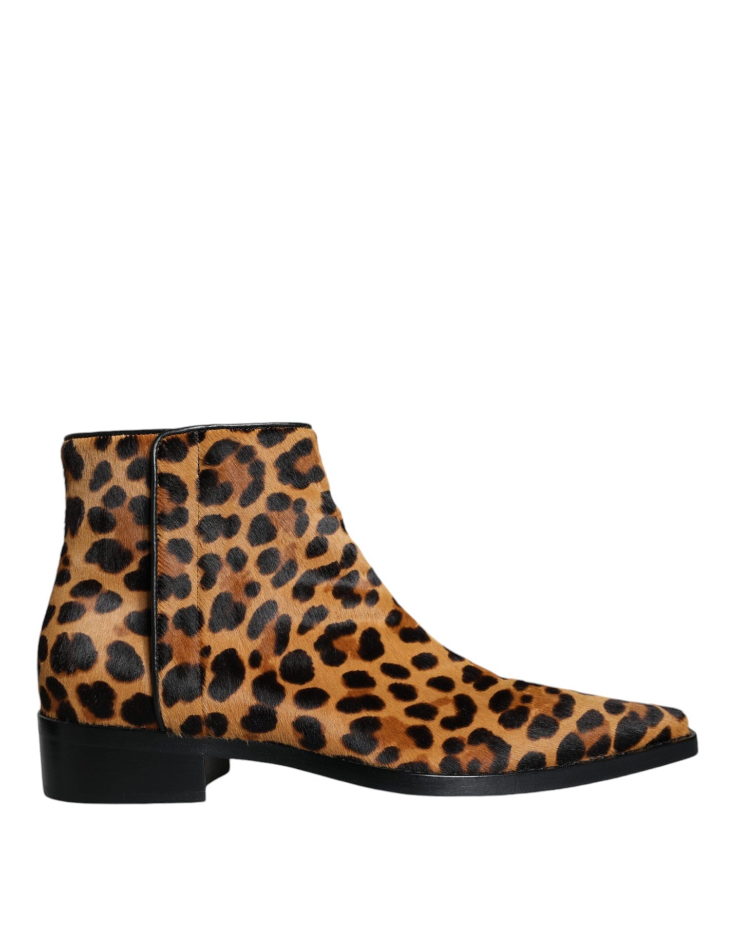 Dolce &amp; Gabbana Braune Stiefeletten aus Kalbsfell mit Leopardenmuster