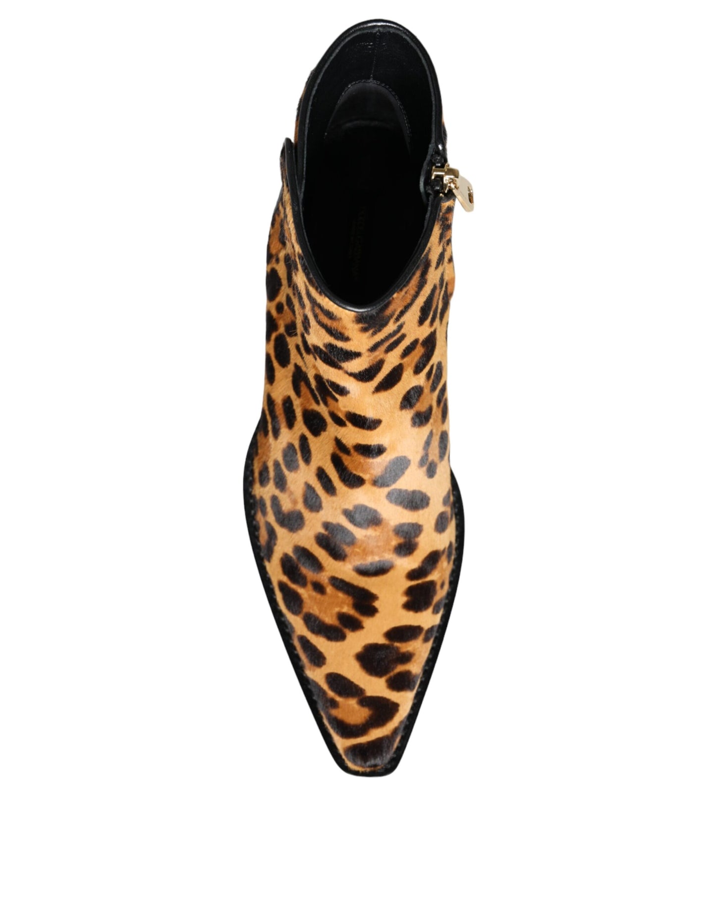 Dolce &amp; Gabbana Braune Stiefeletten aus Kalbsfell mit Leopardenmuster