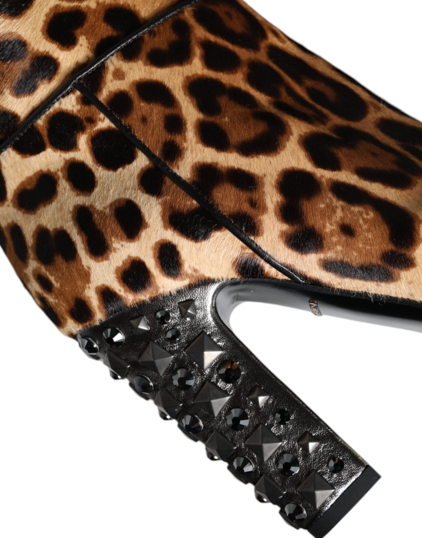 Dolce &amp; Gabbana Beige Schwarz Leopard Kniehohe Stiefel Schuhe