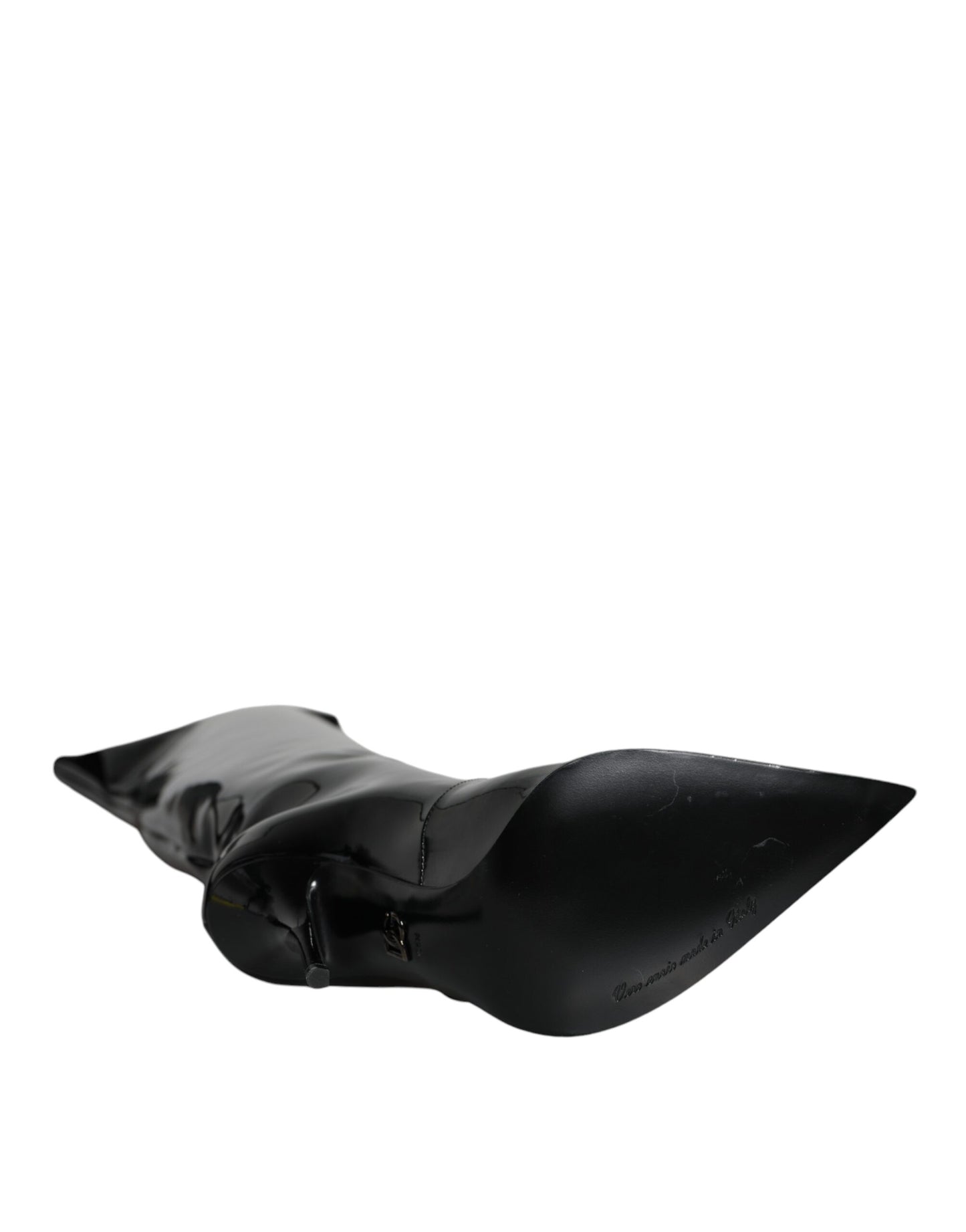Dolce &amp; Gabbana Schwarze kniehohe Stiefel aus Lackleder