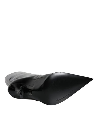 Dolce &amp; Gabbana – Wadenhohe Stiefel aus schwarzem Lackleder