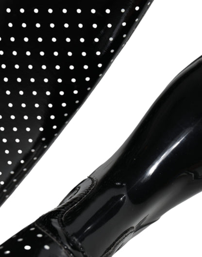 Dolce &amp; Gabbana – Kniehohe Stiefel aus Gummi mit schwarzen Punkten