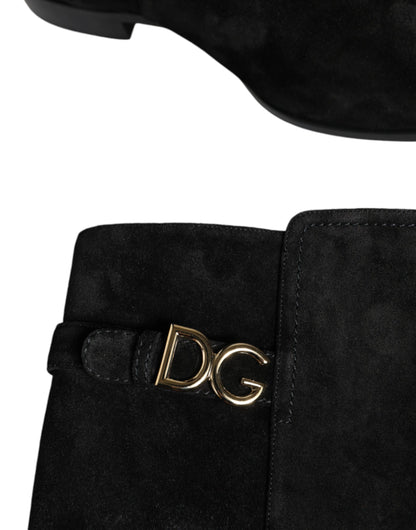 Dolce &amp; Gabbana – Kniehohe Stiefel aus schwarzem Wildleder