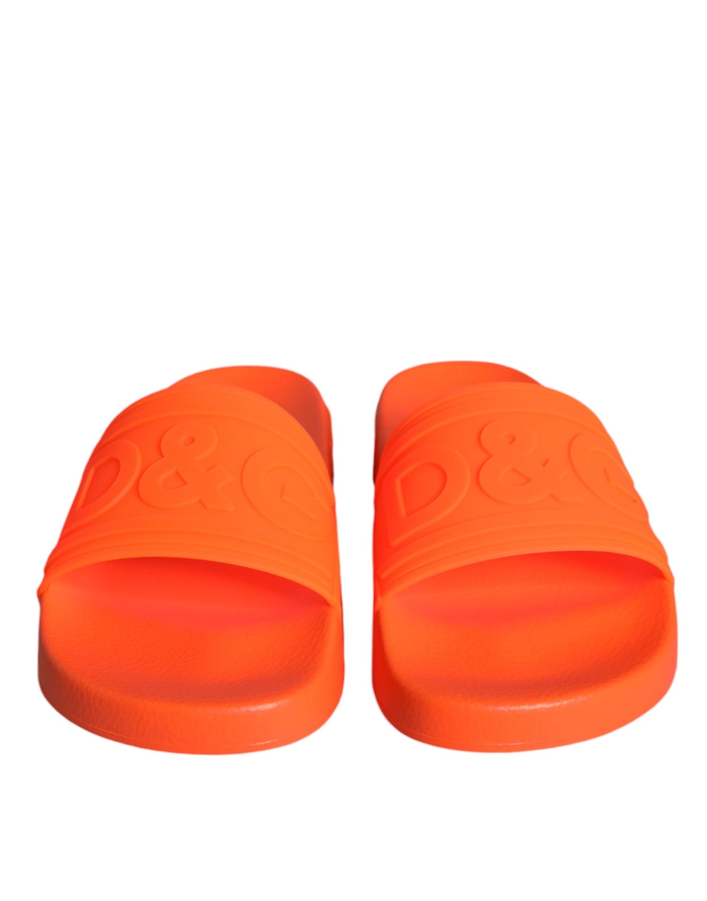 Dolce &amp; Gabbana Orange Gummi Slides Sandalen Beachwear Schuhe