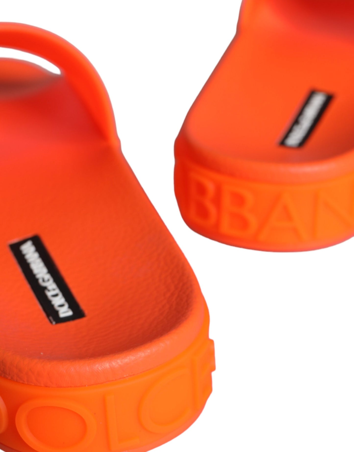 Dolce &amp; Gabbana Orange Gummi Slides Sandalen Beachwear Schuhe