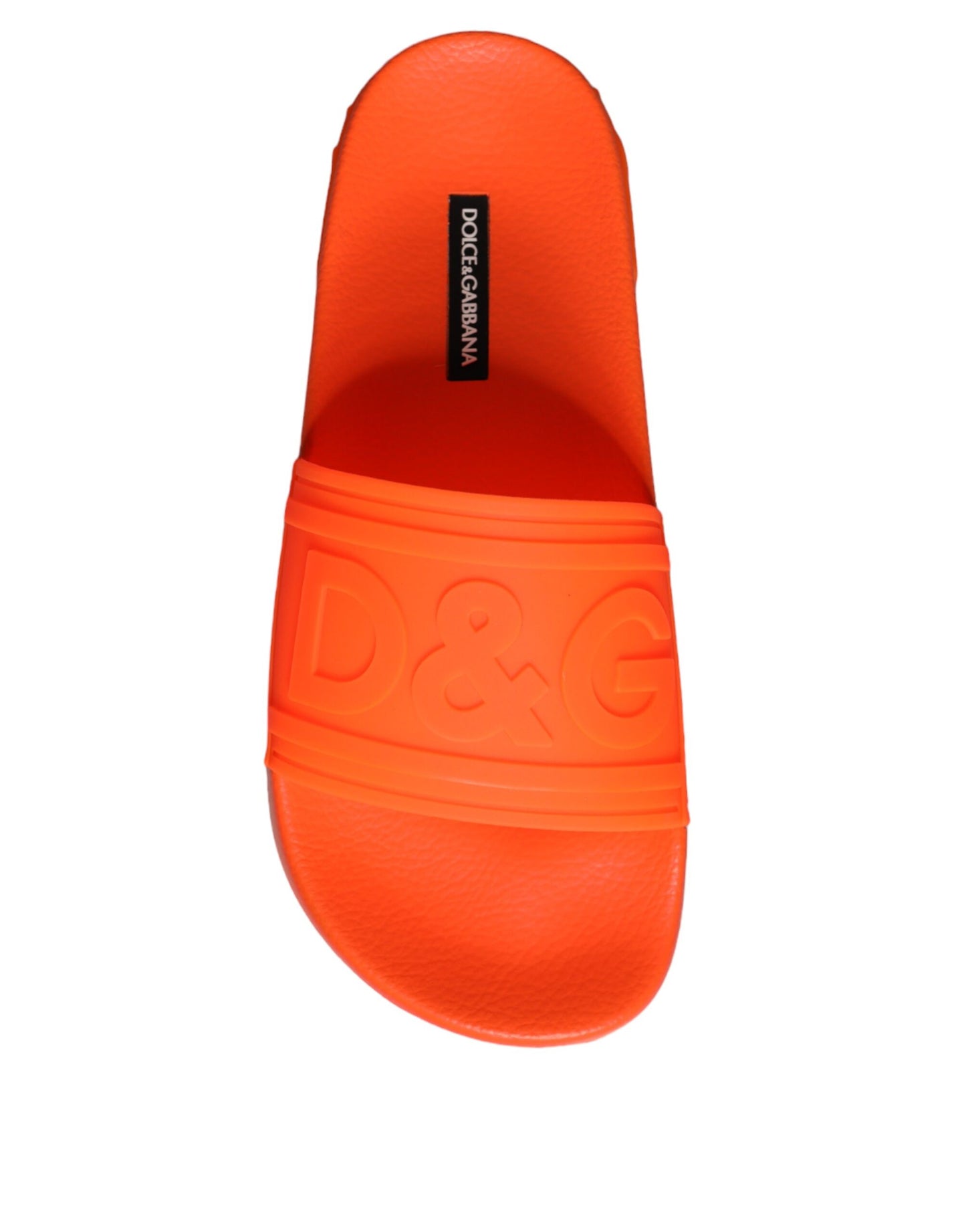 Dolce &amp; Gabbana Orange Gummi Slides Sandalen Beachwear Schuhe
