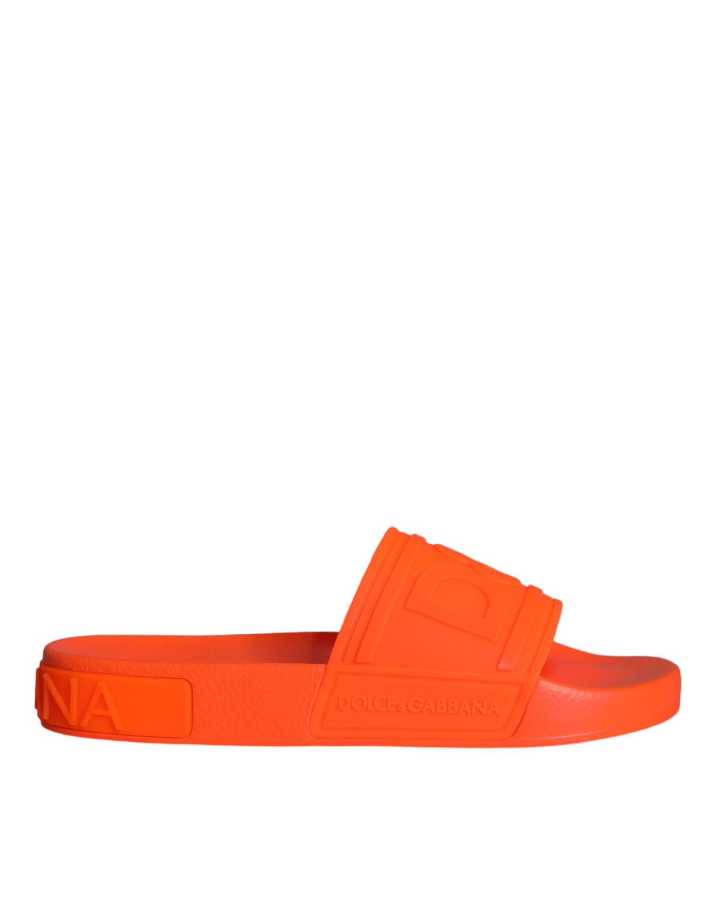 Dolce &amp; Gabbana Orange Gummi Slides Sandalen Beachwear Schuhe