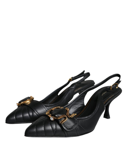 Dolce &amp; Gabbana – Schwarze Devotion-Slingback-Schuhe aus Leder