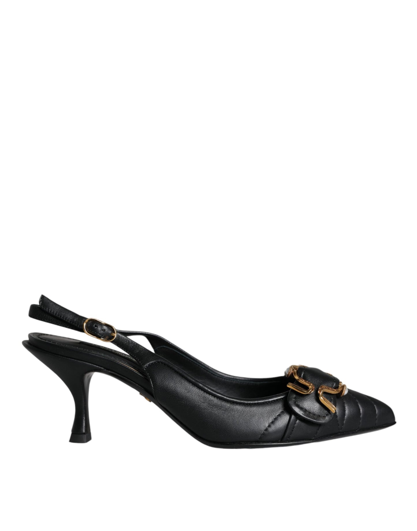 Dolce &amp; Gabbana – Schwarze Devotion-Slingback-Schuhe aus Leder