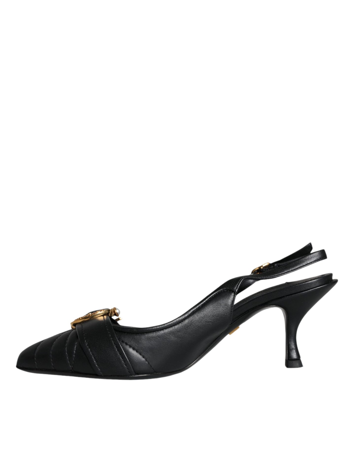 Dolce &amp; Gabbana – Schwarze Devotion-Slingback-Schuhe aus Leder
