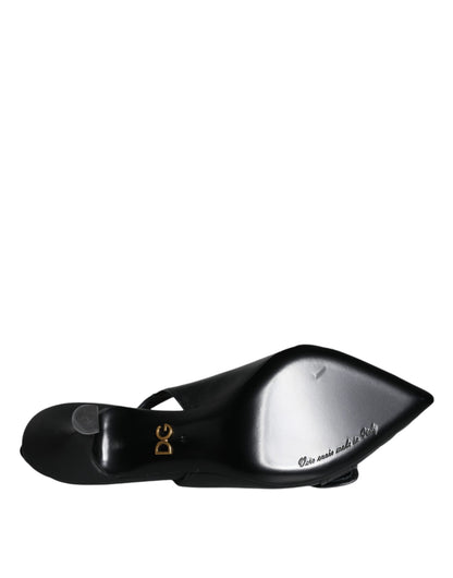 Dolce &amp; Gabbana – Schwarze Devotion-Slingback-Schuhe aus Leder