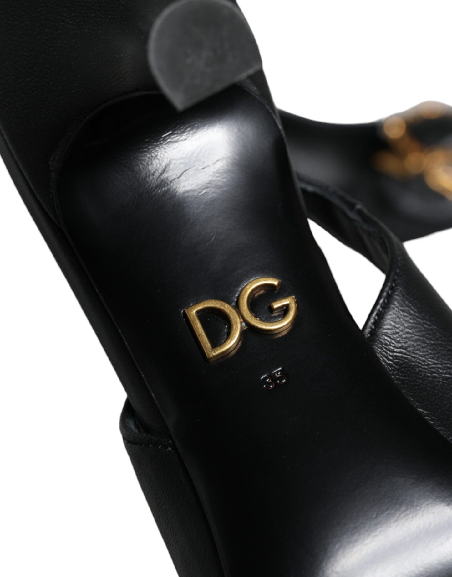 Dolce &amp; Gabbana – Schwarze Devotion-Slingback-Schuhe aus Leder