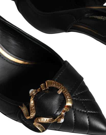 Dolce &amp; Gabbana – Schwarze Devotion-Slingback-Schuhe aus Leder