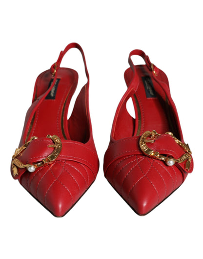 Dolce &amp; Gabbana – Rote Devotion-Slingback-Schuhe aus Leder