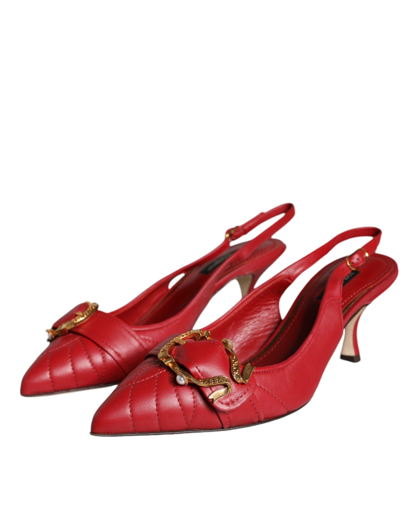 Dolce &amp; Gabbana – Rote Devotion-Slingback-Schuhe aus Leder