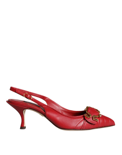 Dolce &amp; Gabbana – Rote Devotion-Slingback-Schuhe aus Leder