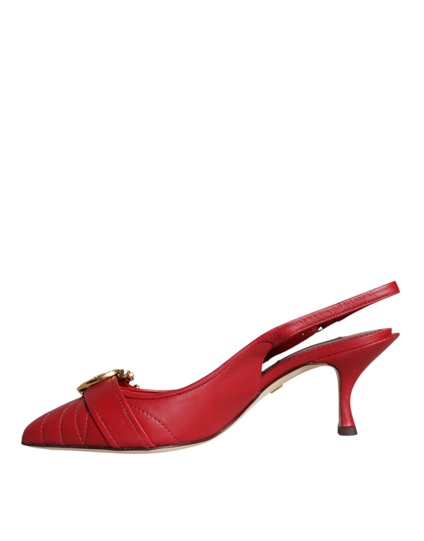 Dolce &amp; Gabbana – Rote Devotion-Slingback-Schuhe aus Leder
