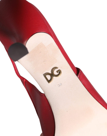 Dolce &amp; Gabbana – Rote Devotion-Slingback-Schuhe aus Leder