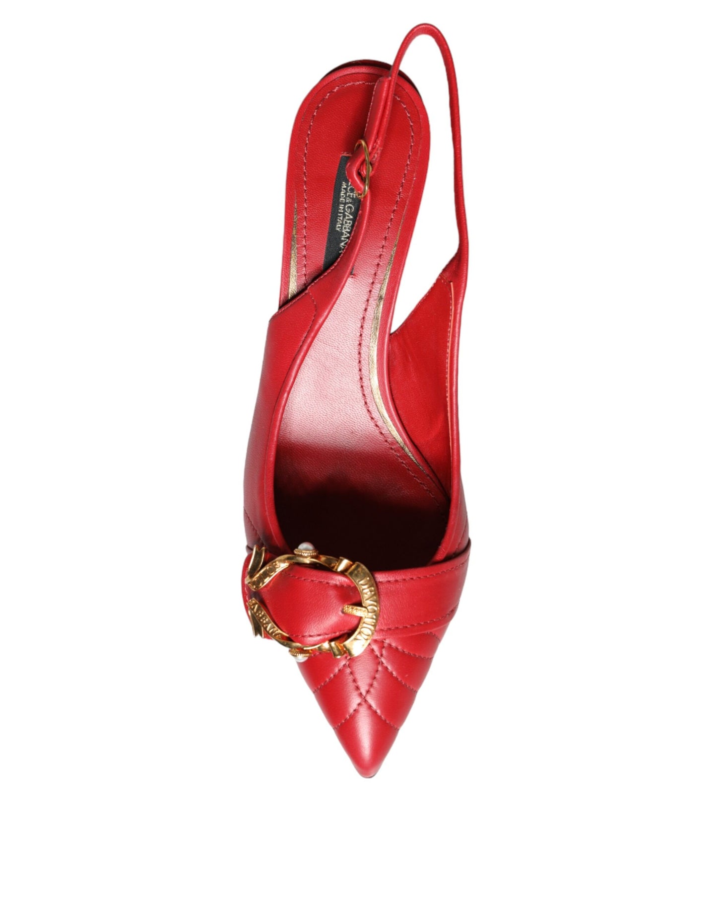 Dolce &amp; Gabbana – Rote Devotion-Slingback-Schuhe aus Leder