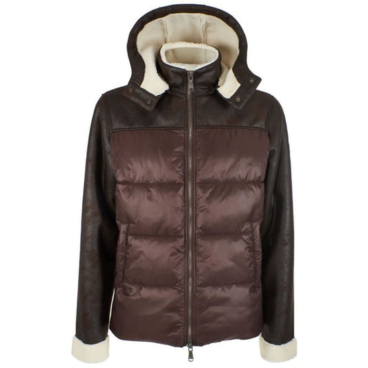 Yes Zee Herren Steppjacke aus braunem Nylon