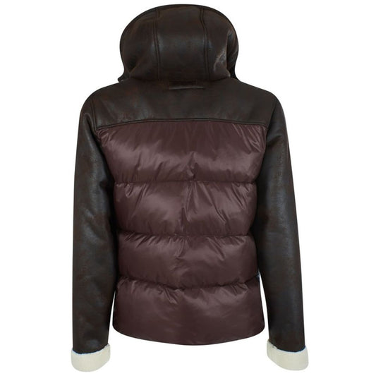 Yes Zee Herren Steppjacke aus braunem Nylon