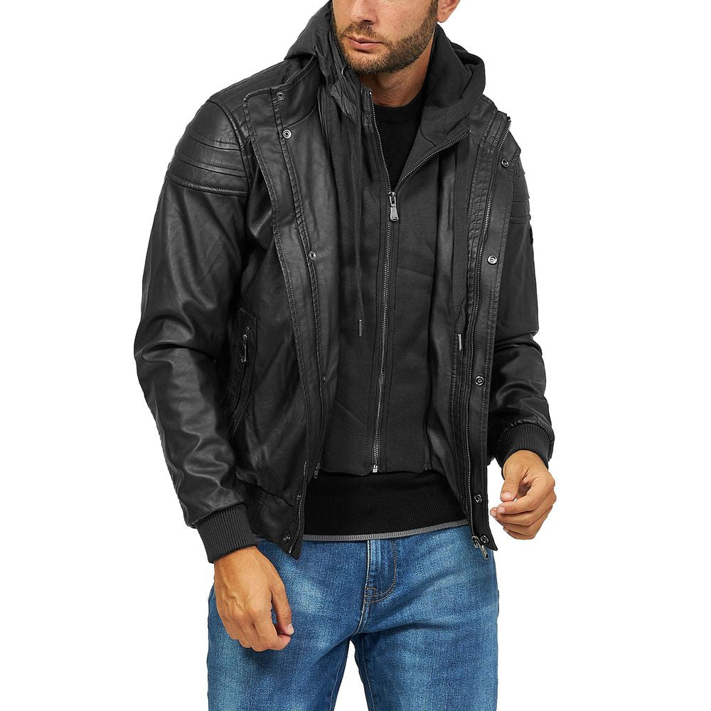 Yes Zee Schwarze Polyethylen-Herrenjacke