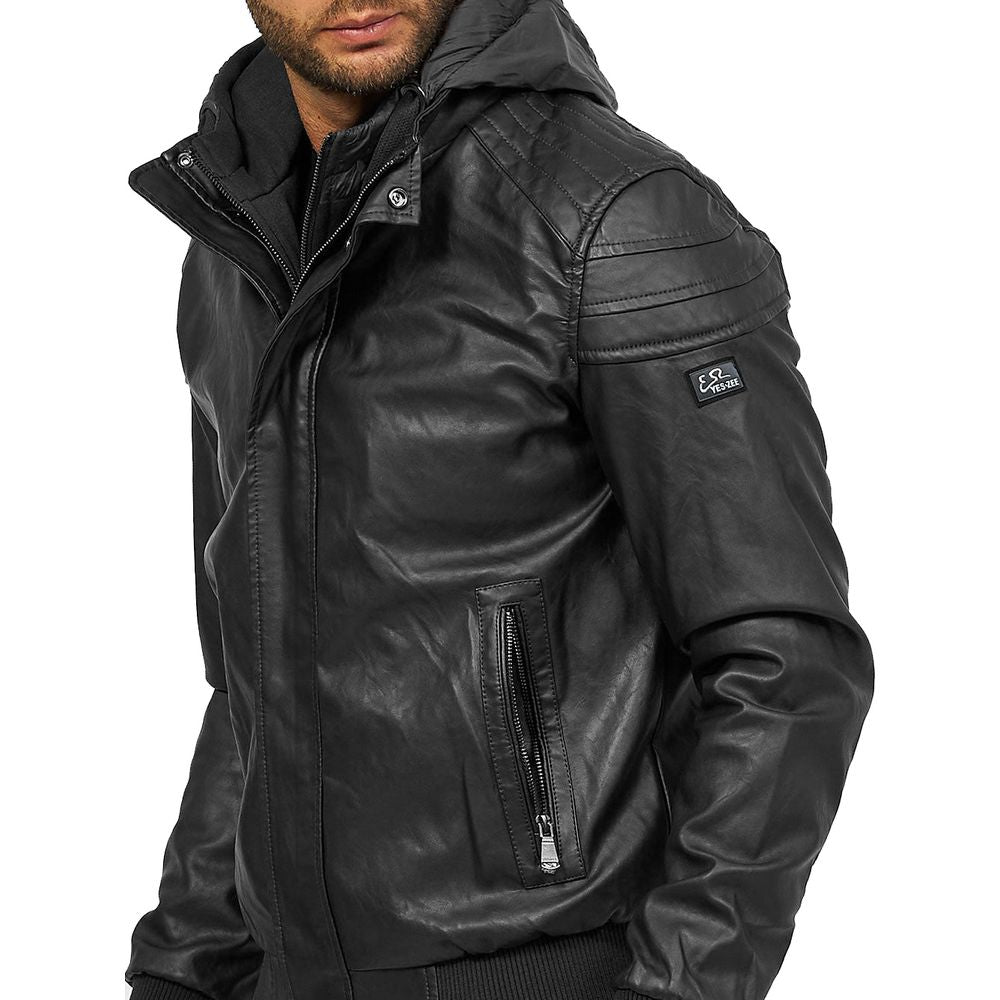 Yes Zee Schwarze Polyethylen-Herrenjacke