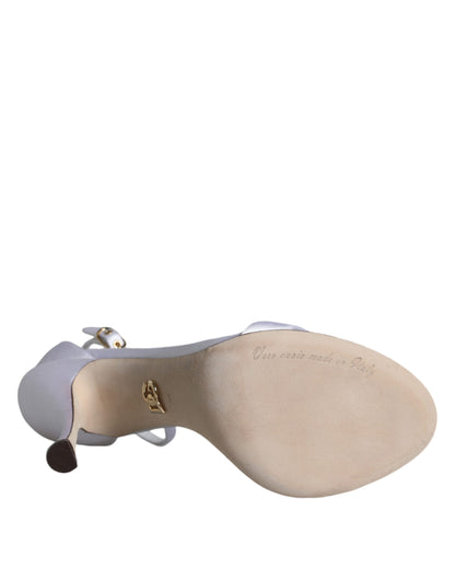 Dolce &amp; Gabbana Weiße KEIRA Heels Knöchelriemen Sandalen Schuhe