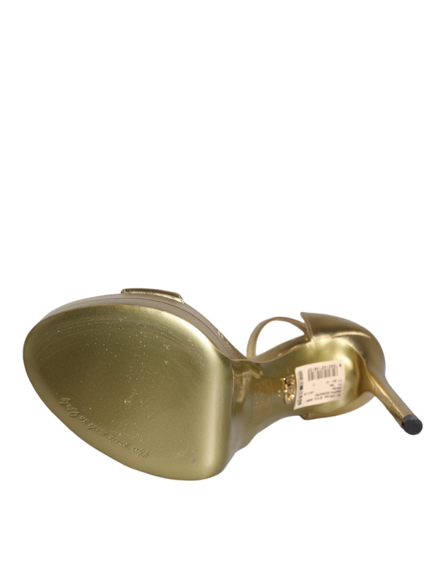 Dolce &amp; Gabbana Keira Sandalen aus goldenem Leder mit Plateausohle