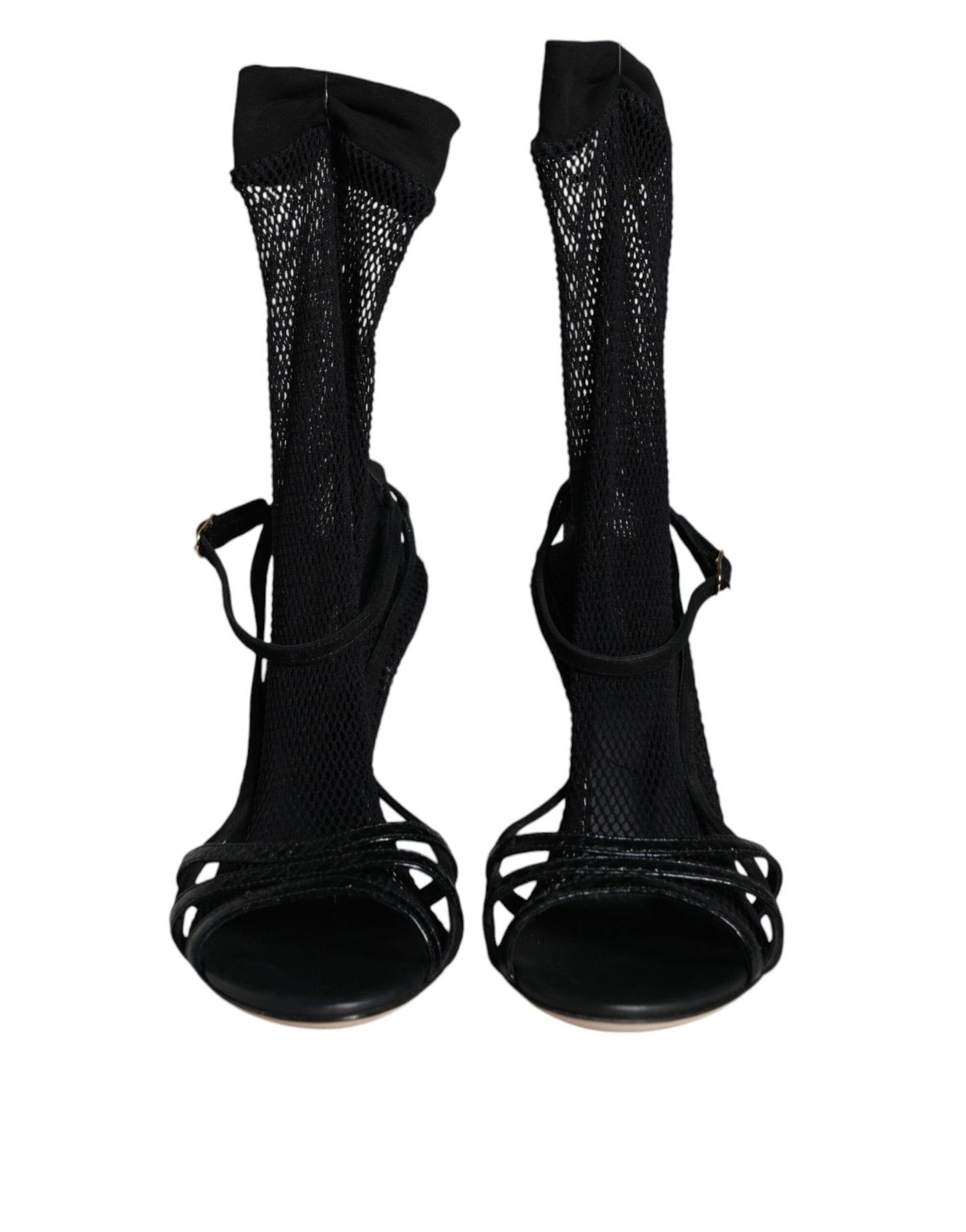 Dolce &amp; Gabbana Schwarze Mesh-Stiletto-Sandalen